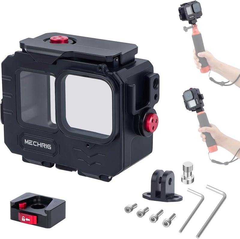 Mechrig Aluminum Waterproof Case for GoPro HERO13 Black HERO12 HERO11 HERO10 HERO9 Action Camera 80M Deep Waterproof Horizontal and Vertical Shooting Switch (Quick Release-63075) - Image 1